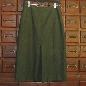 Heathered Green Lined Wool Skirt Front Pleat W26